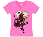 Justin Bieber - Pink V-neck (Women's /Junior Sizes)