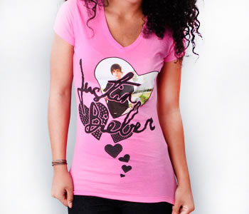 Justin Bieber - Pink V-neck (Women's /Junior Sizes)